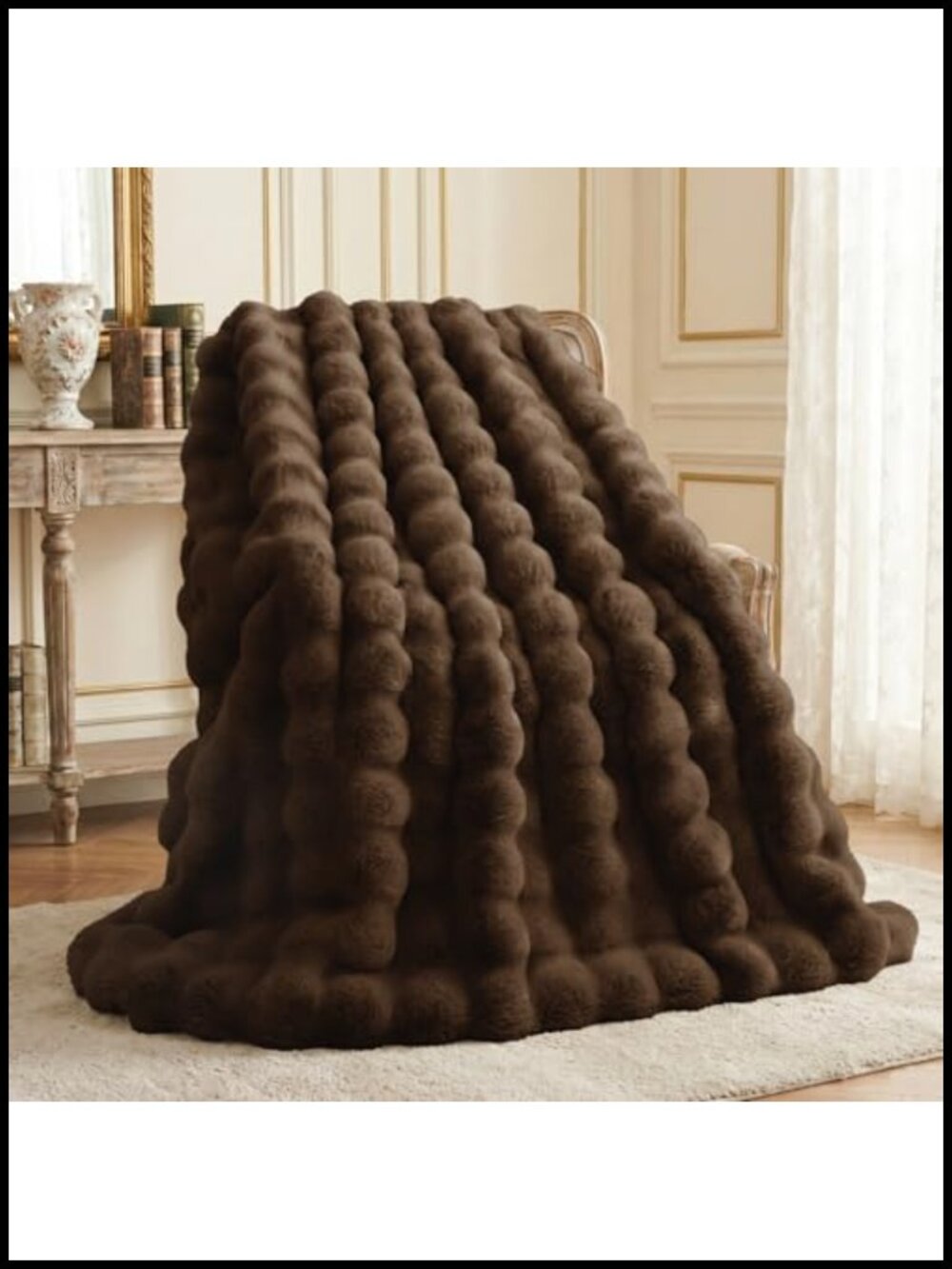 Ultra Soft Faux Rabbit Fur Throw Blanket 50x60 Reversible Fluffy